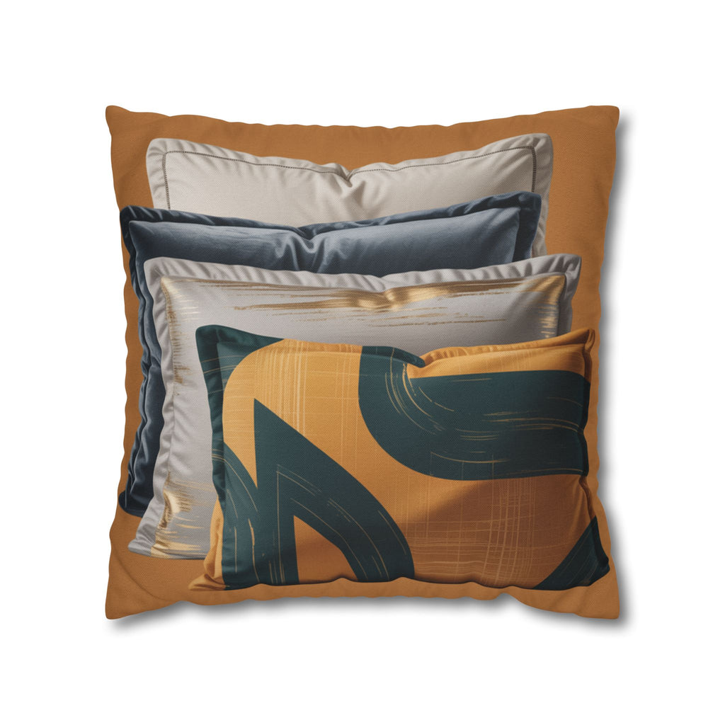 Abstract Mustard Swirl Square Pillowcase | Decorative Throw Pillowcase