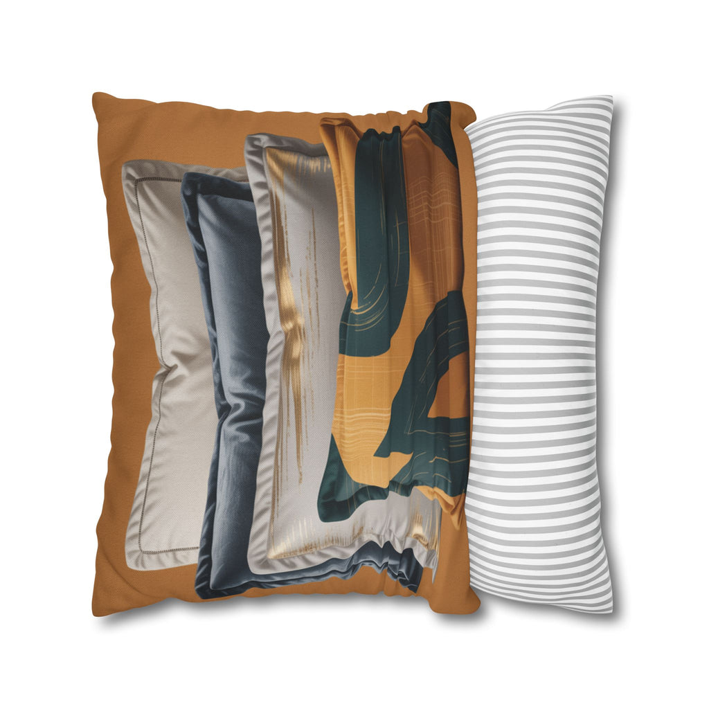 Abstract Mustard Swirl Square Pillowcase | Decorative Throw Pillowcase