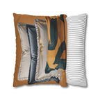 Abstract Mustard Swirl Square Pillowcase | Decorative Throw Pillowcase