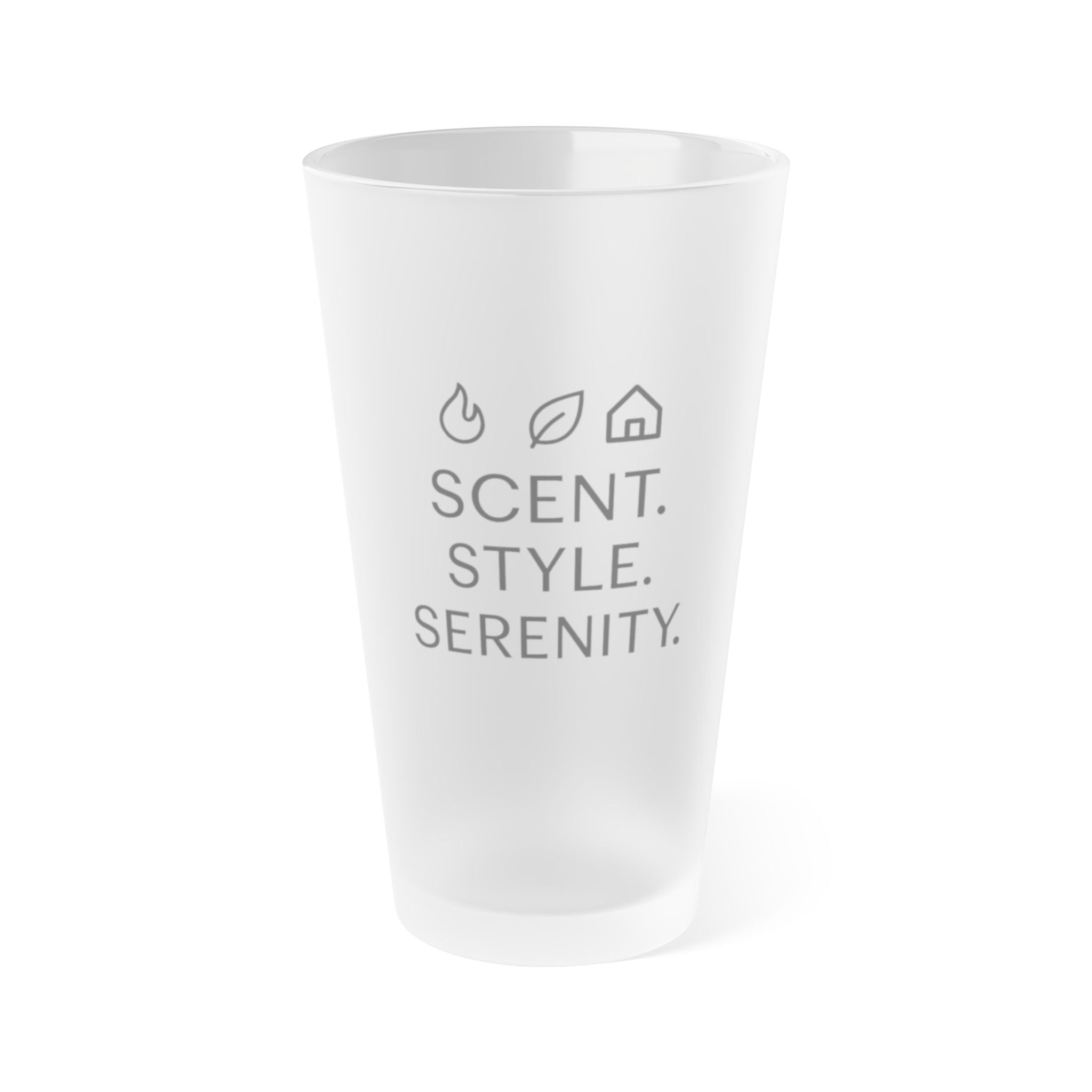 Frosted Pint Glass — Scent. Style. Serenity.