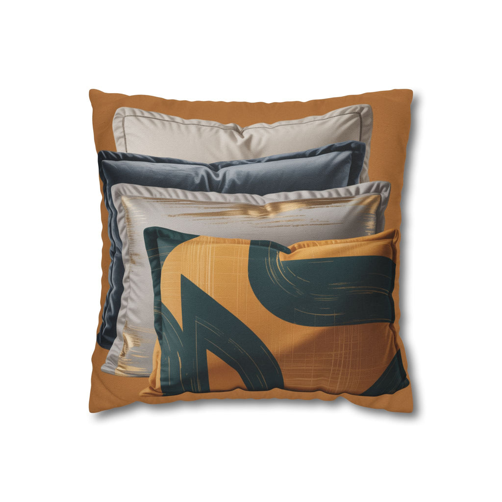 Abstract Mustard Swirl Square Pillowcase | Decorative Throw Pillowcase
