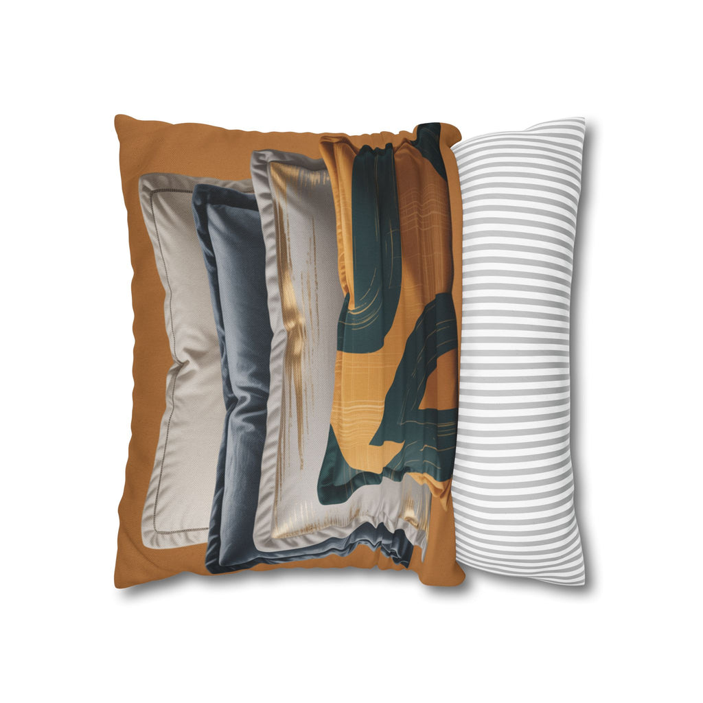 Abstract Mustard Swirl Square Pillowcase | Decorative Throw Pillowcase