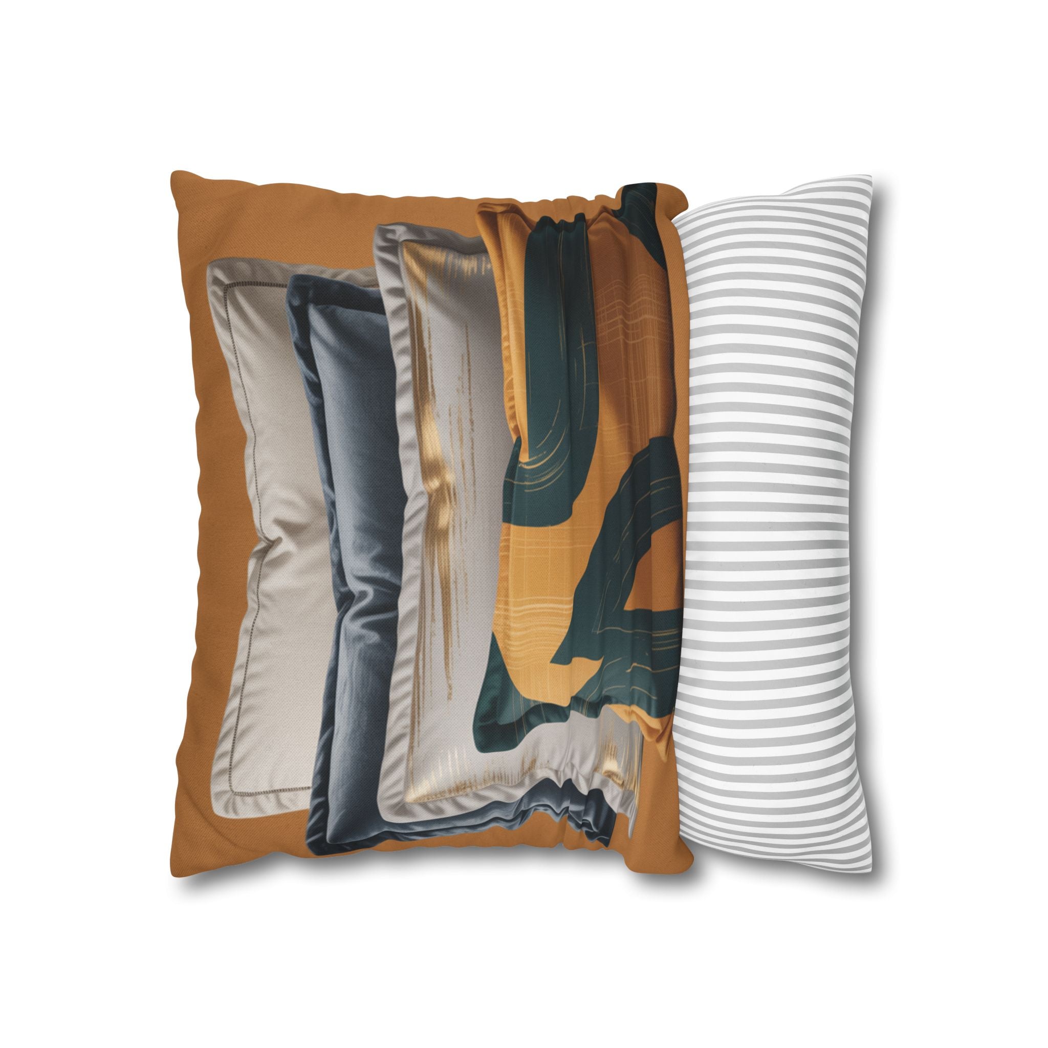 Abstract Mustard Swirl Square Pillowcase | Decorative Throw Pillowcase