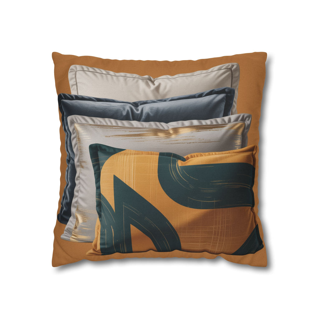 Abstract Mustard Swirl Square Pillowcase | Decorative Throw Pillowcase