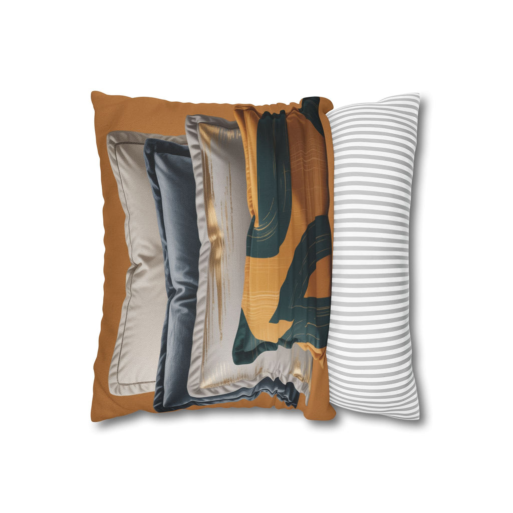 Abstract Mustard Swirl Square Pillowcase | Decorative Throw Pillowcase