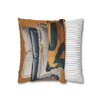 Abstract Mustard Swirl Square Pillowcase | Decorative Throw Pillowcase