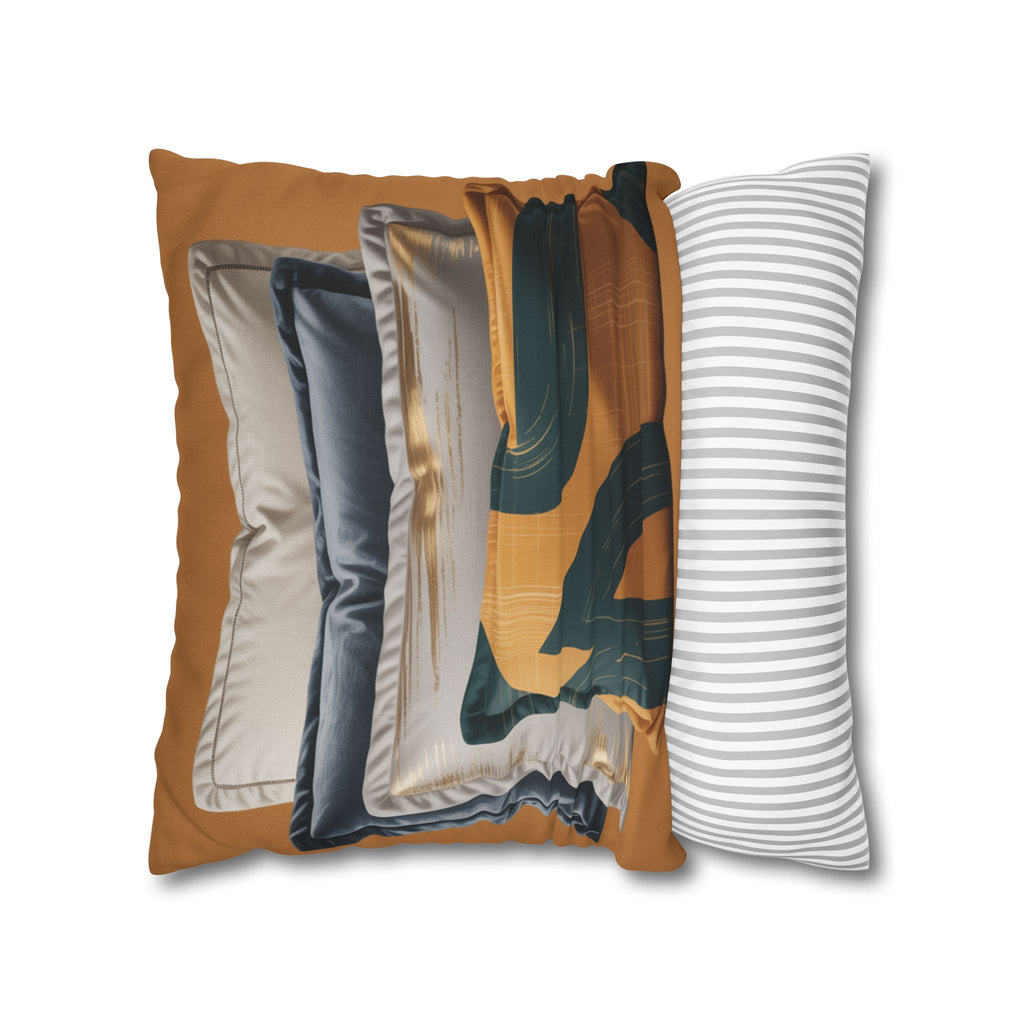 Abstract Mustard Swirl Square Pillowcase | Decorative Throw Pillowcase