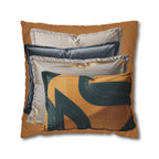 Abstract Mustard Swirl Square Pillowcase | Decorative Throw Pillowcase